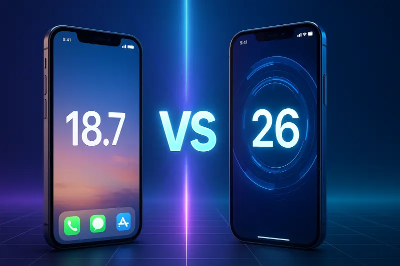 iOS18.7とiOS26の比較
