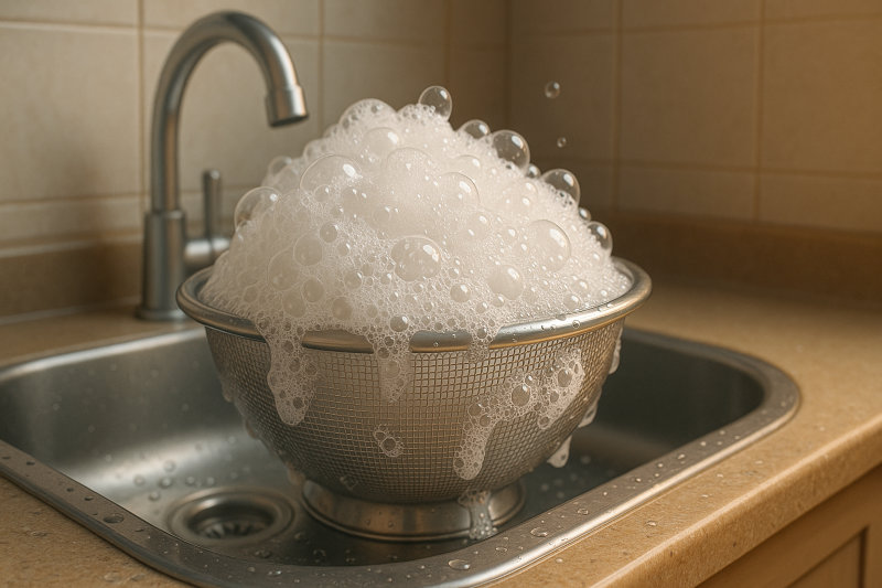 ザルの泡が落ちにくい原因とは?