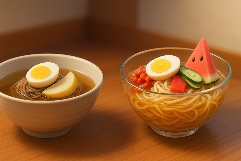 まず結論｜韓国冷麺と盛岡冷麺の違いを一覧でわかりやすく