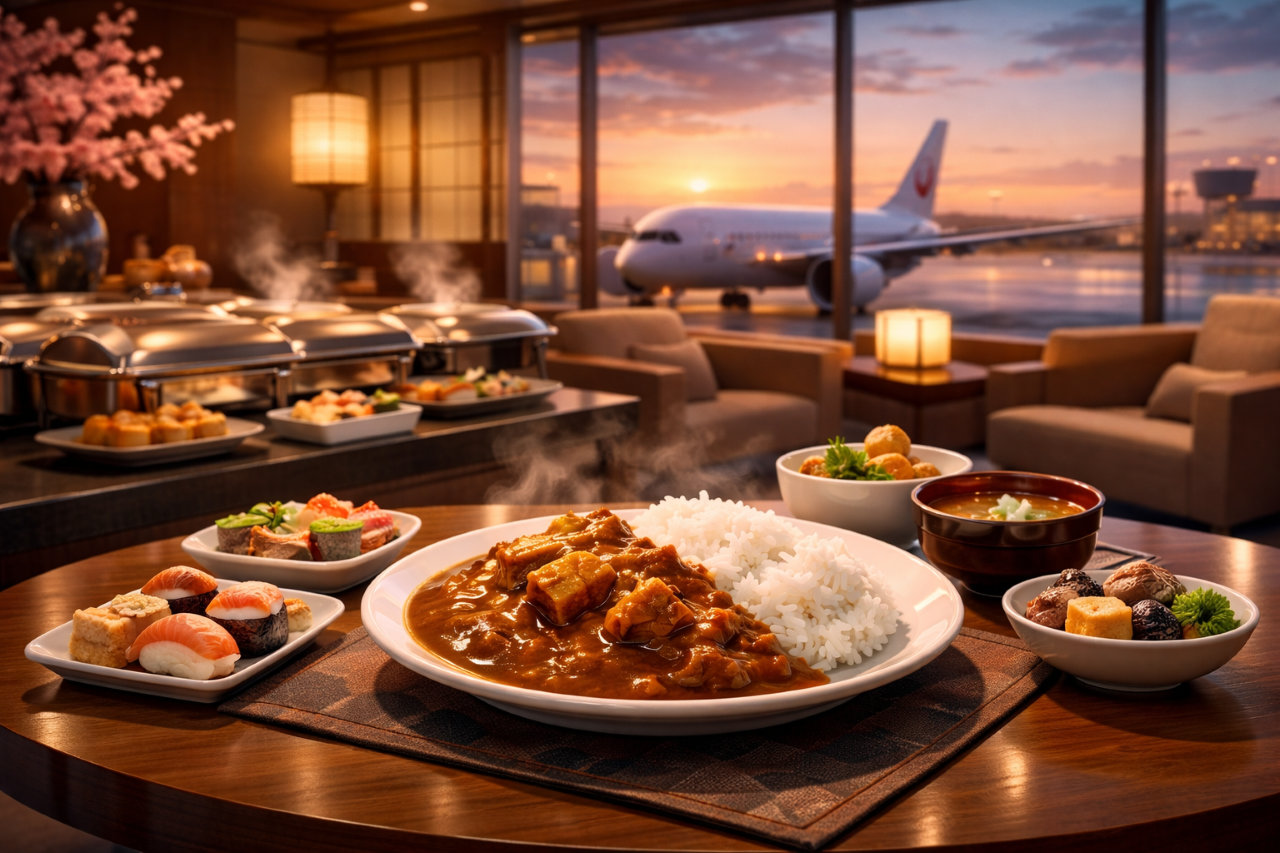 羽田空港サクララウンジ国際線の食事を満喫｜JALカレーや時間帯別メニューを徹底解説