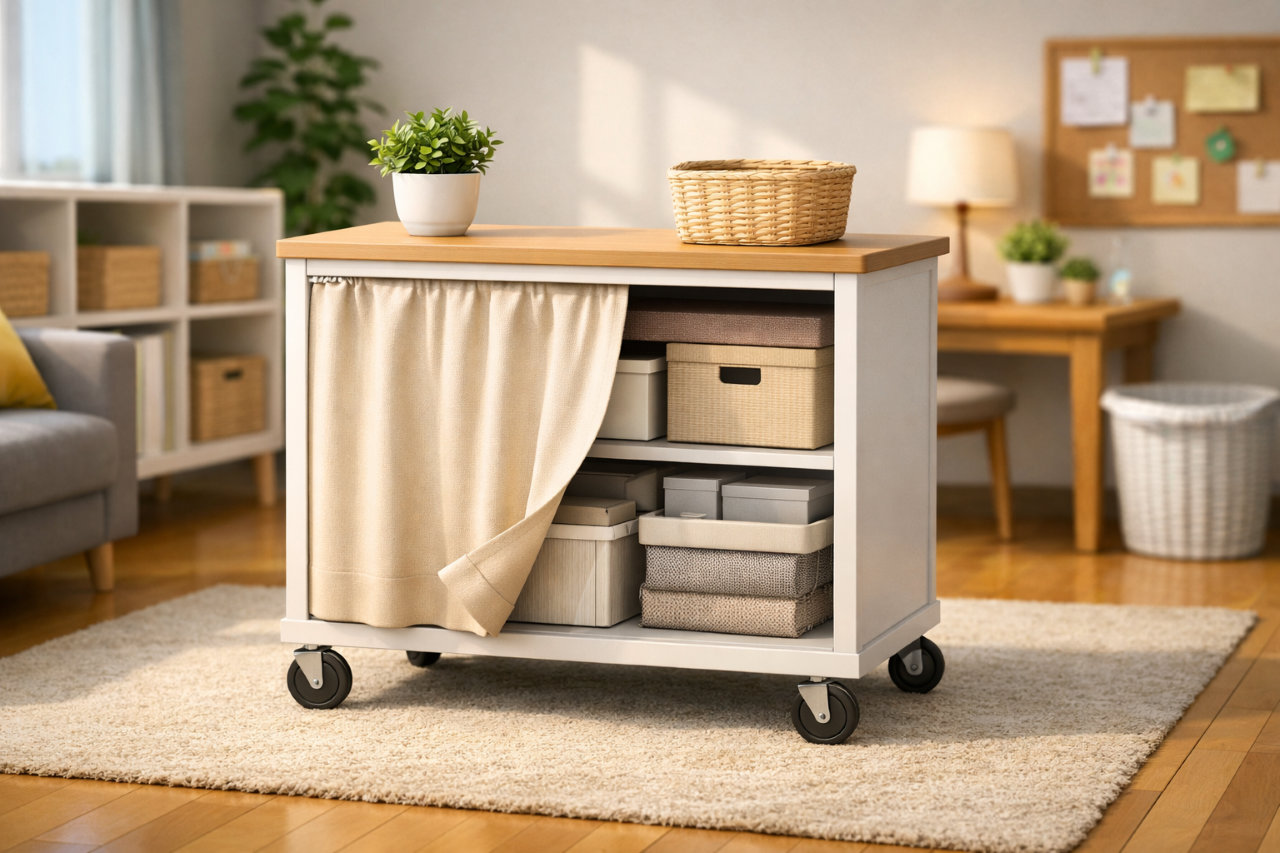 置き場所に悩まない！キャスター付き目隠し収納で部屋がスッキリ整う方法