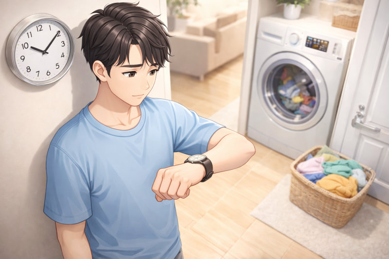 乾燥機を使う場合と使わない場合の時間の違い