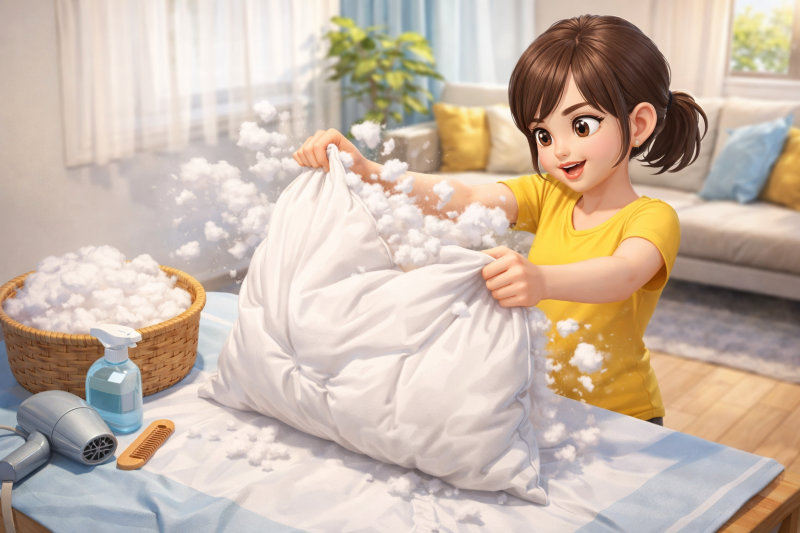 長年使ってつぶれたポリエステル綿を復活させる方法