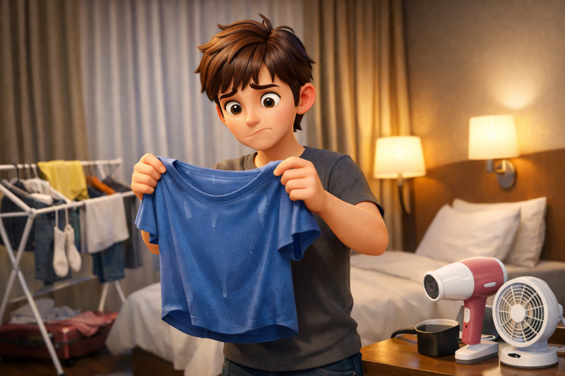 ホテルで洗濯物が乾かないときは何を優先する?